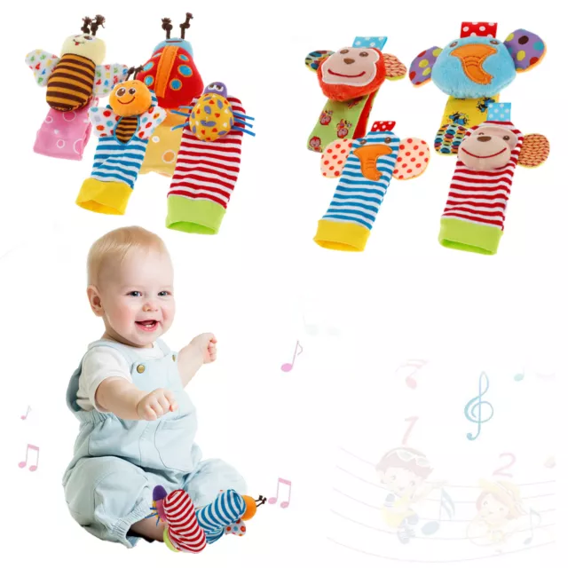 4Pcs Baby Wrist Rattles Cover Toy Soft Baby Foot Finder Covers and Wrist BiuPd