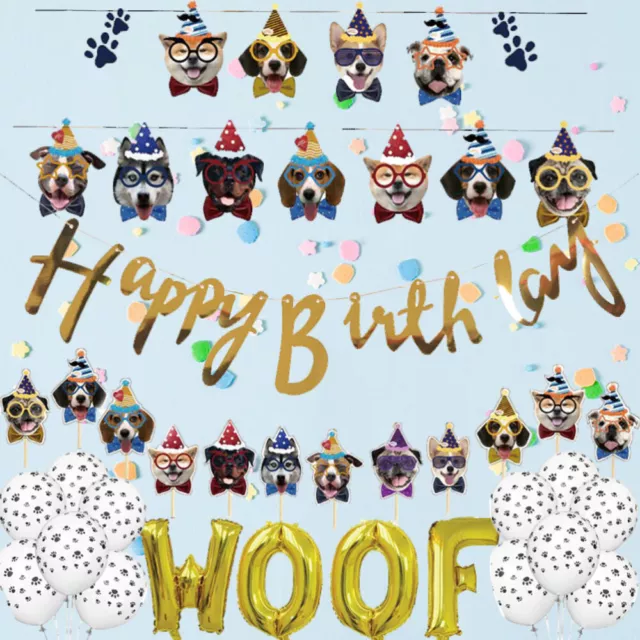 Happy Pet Birthday Dog Theme Party Bunting Puppy Garland Emulsion