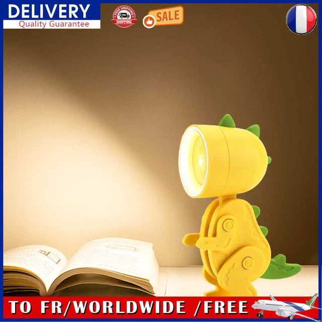 Animal Bedroom Lamp Adjustable Desktop Lamp for Room Decor (Dinosaur Yellow)