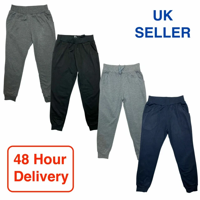 Boys Jogging bottoms Plain Girls Basic PE School Sports Tracksuit Joggers School