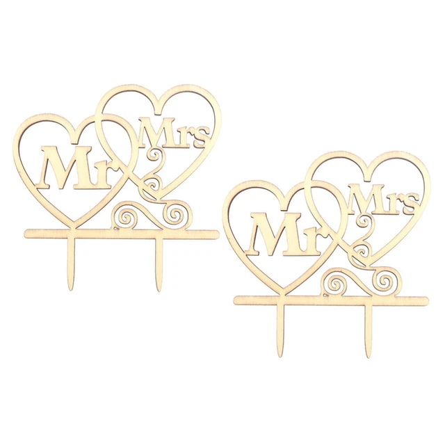 2 Pcs En Bois De Forme De Petit Gâteau Articles De Fête De Mariage