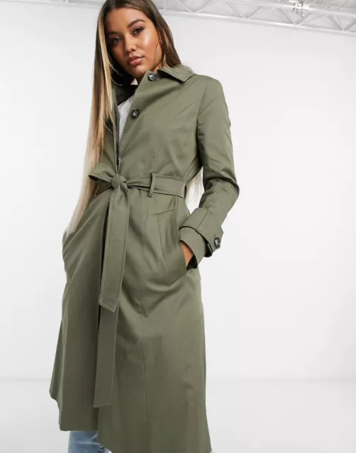 Helene Berman double collar trench coat With Tie Waist in khaki Size 14 BNWT