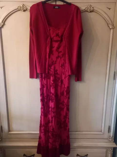 Womens Whistles Direct Red Devore Evening Dress. Size 14. NWOT.