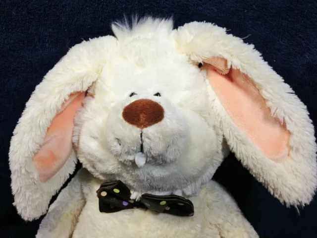 GUND Bunny Rabbit Plush RARE Bucktooth Polka Dot Bow Tie Cream Stuffed Animal