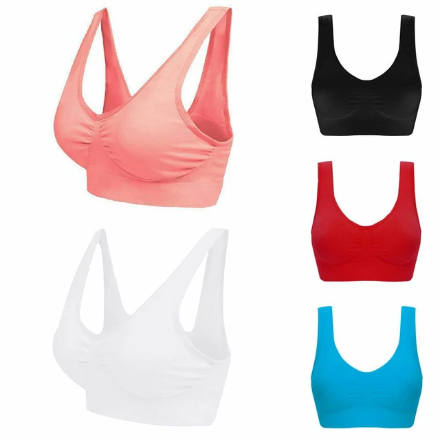 Damen BH Sport Nahtlos Bustier Push Up Bra Fitness Gym Trägertops Unterwäsche