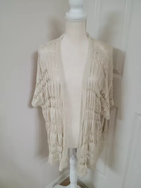 Forever 21 Open Front Cardigan Sweater Knit Top Size Large Beige Juniors