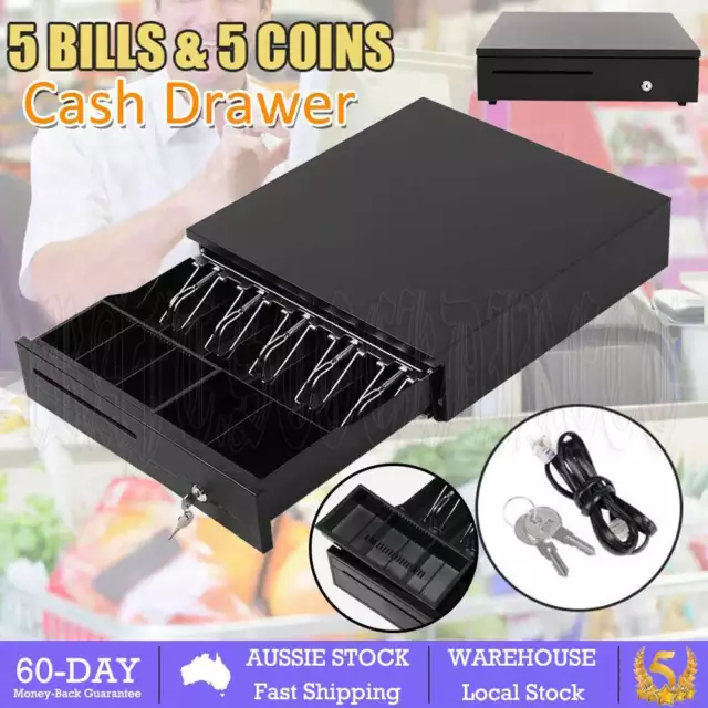 Manual Electronic Heavy Duty Cash Drawer Cash Register POS 5 Bills 5 Coins Tray