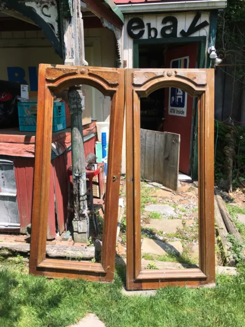 ~ ANTIQUE Pair  Oak wood  Armore  DOORS ~ 63in x 26in  ~ ARCHITECTURAL SALVAGE