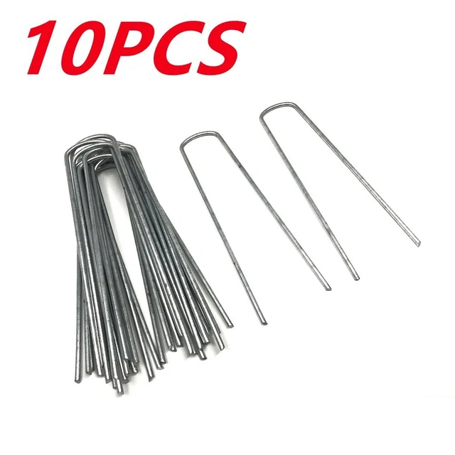 PYEUIFT 10 Piquets De Tente Acier Filetés 20cm - Avec Support Corde - Pour Camping Plein Air