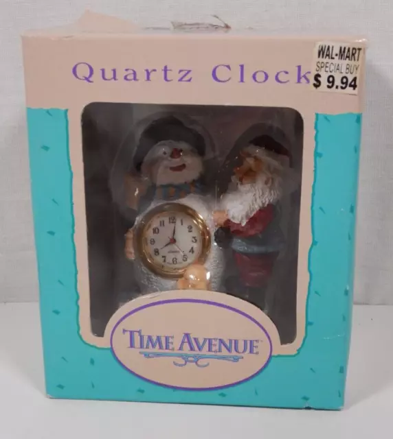 Time Avenue Quartz Clock Christmas Santa Snowman in Box Small (C2)