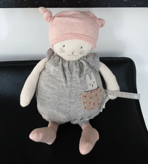 Peluche Doudou Musical Moulin Roty Les Petits Dodos Chat Rose Gris Rayé poupée