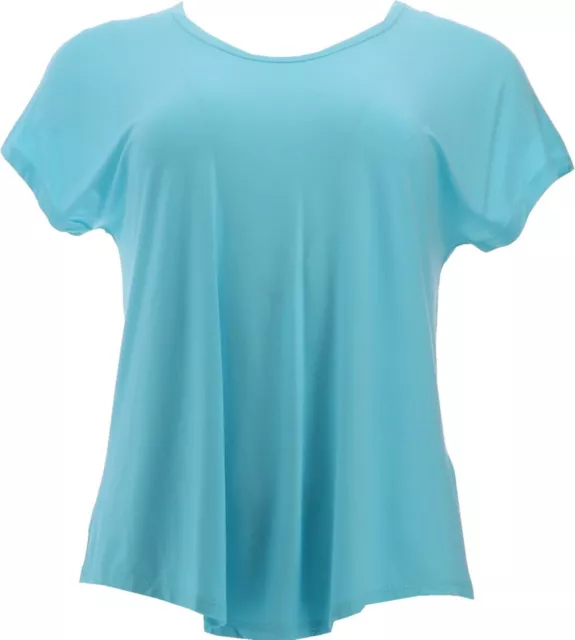 Lands' End Women's Petite Short Sleeve U-Neck Tee Light Turquoise PM NEW 491109