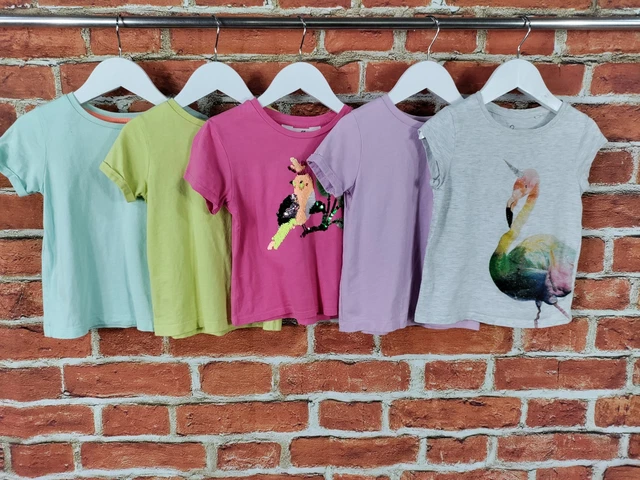 Girls Bundle Age 3-4 Years Next H&M Basic Short Sleeve Top T-Shirt Sequin 104Cm