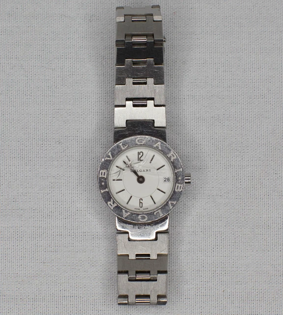 BVLGARI BB33 SS White Dial Date Bulgari L9030 Quartz Women s Watch
