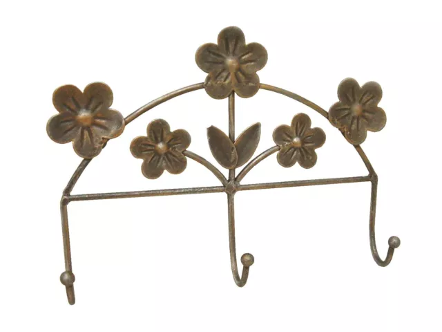 (24937) Hanger Coat Rack Forging Wall Triple Daisy Grey