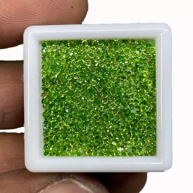 VVS Natural Chrome Diopside Round Cut Vivid Green Loose Gemstones 100 Pcs 1.25mm