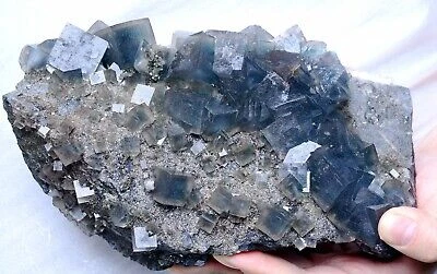 2385g New Find Transparent Blue Cube Fluorite Crystal Cluster Mineral Specimen