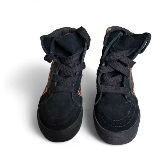 VANS HIDDEN WEDGE Heel Hi Black Brown Leopard Print Sneakers Shoes ...