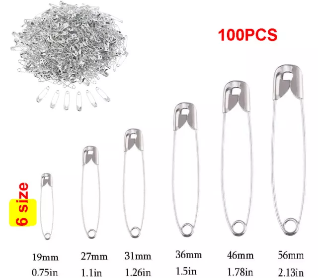 Safety Pins 100Pcs Needles Assorted Small Medium Large Sewing Craft aid