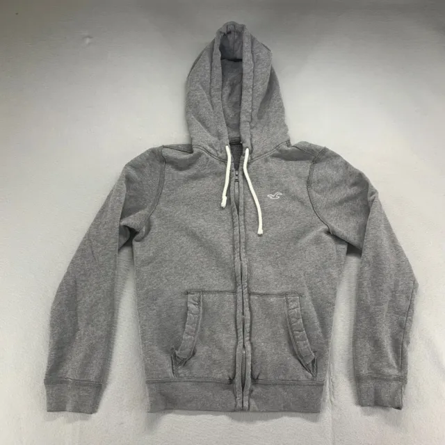 Hollister Hoodie Womens Small Gray Full Zip Sweatshirt Casual Pocket Hooded Logo