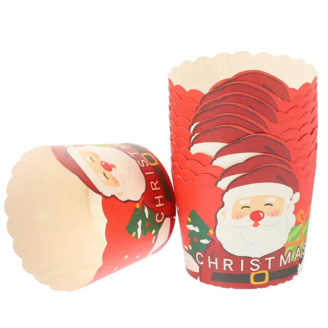 50 Pcs Pe Coating Christmas Cupcake Box Muffin Cartoon Decoration Paper Liners