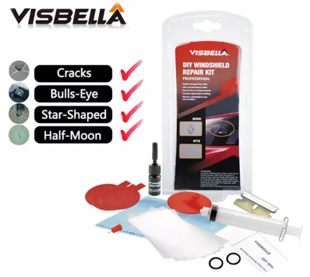 Kit Visbella Riparazione Parabrezza Auto Finestrini Schegge Vetri Fai Da Te