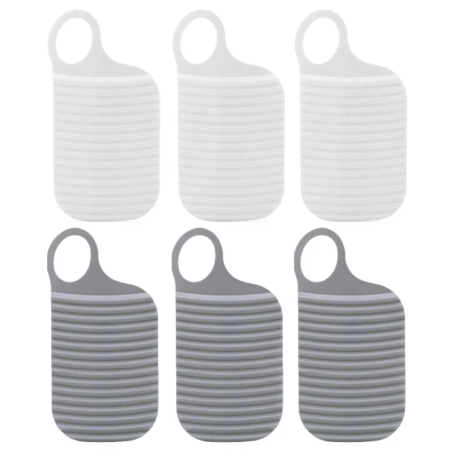 6 piezas mini cepillo de lavandería fregador ropa tabla de lavar blanca
