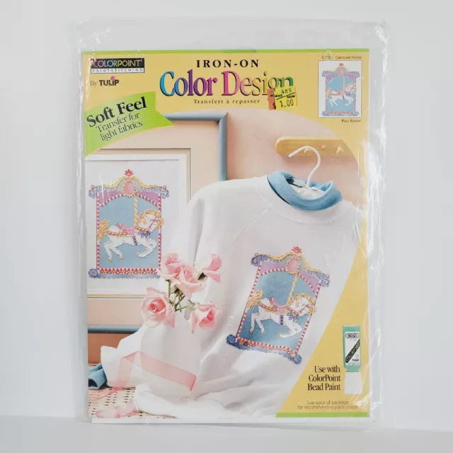 Carousel Horse Tulip Iron-On Designs Transfer Soft Images Uncut New Vintage 1995