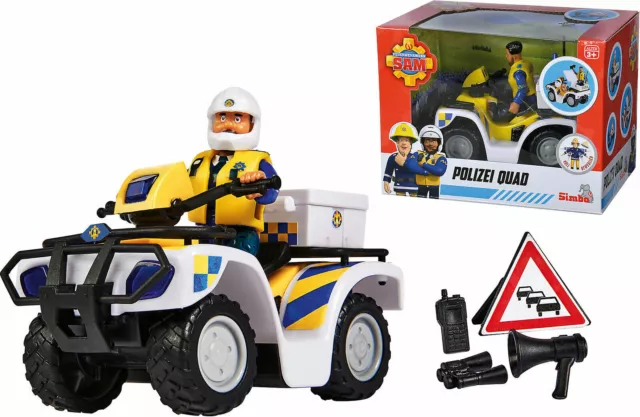 Simba 109251093 - Feuerwehrmann Sam  - Polizei Quad + Figur # Neu Ovp