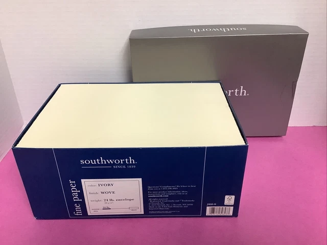 250/pack SOUTHWORTH J404I-10 Ivory wove 24lb No. 10 Envelopes 25% Cotton
