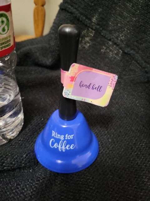 Cute Blue Bell " Ring for Coffee" ☕️😊5H"x3D" Fun Gift Mom Dad Work Birthday Sis
