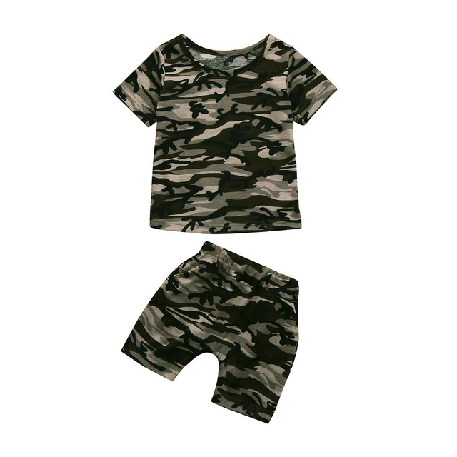 Toddler Infant Kids Baby Boys Camouflage T shirt Tops+Shorts Outfits Clothes Set