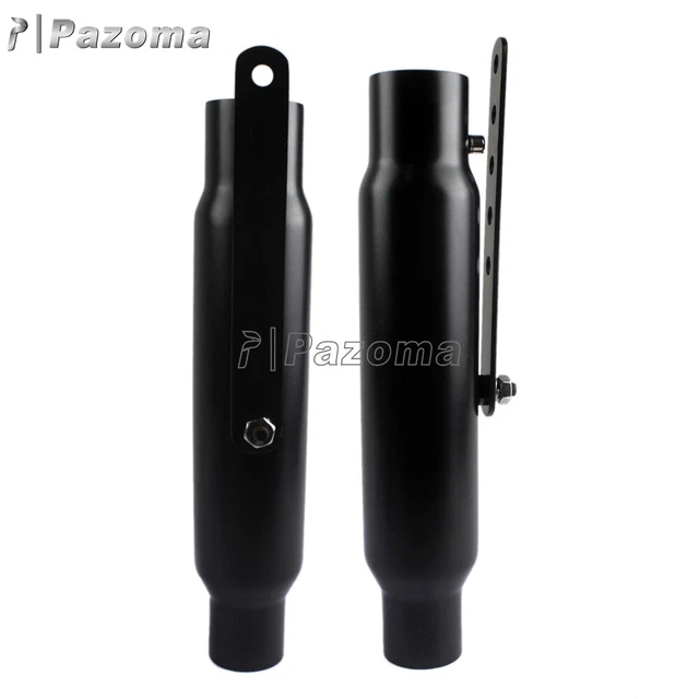 1 Pair Black Shorty 12" Exhaust Mufflers For Cafe Racer Chopper Bobber Universal