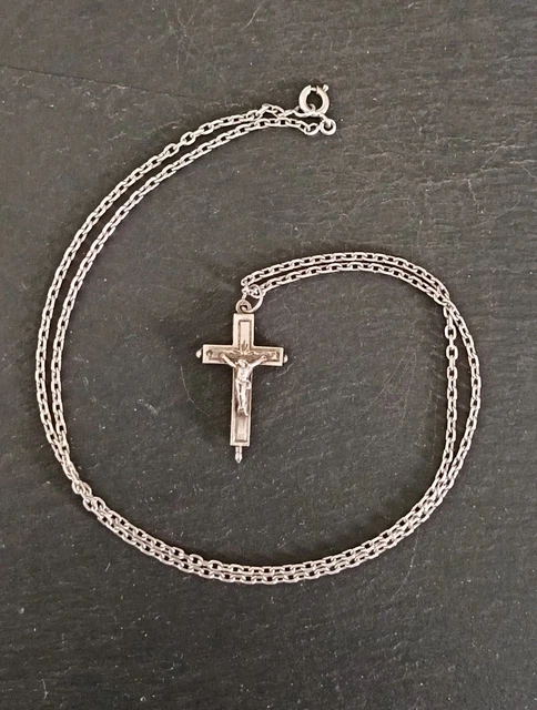 Collier Ras Du Cou Ancien En Argent Massif - Longueur 45 Cm, Occasion, Pièce Vintage
