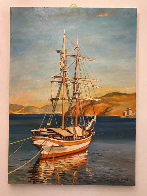 Tableau Naïf Pedro CORSOVIC - Huile Sur Toile Encadrée, 52x42cm, Multicolore