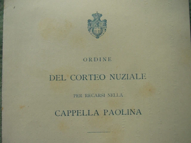Ordine Corteo Nuziale Matrimonio Aa.rr. Principe Di Piemonte E Principessa Maria