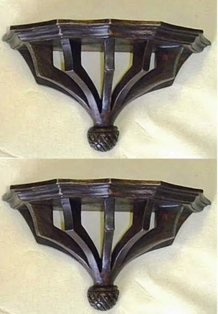 Greenwich Decorative Wood Wall Bracket Pair - Wood Wall Shelves