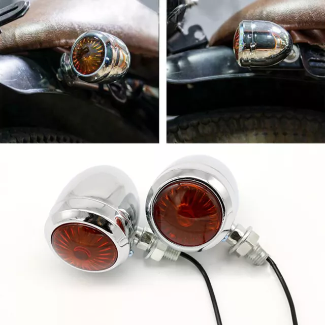 2pc Amber Motorcycle Mini Bullet Blinker Turn Signal Light Indicator Universal O