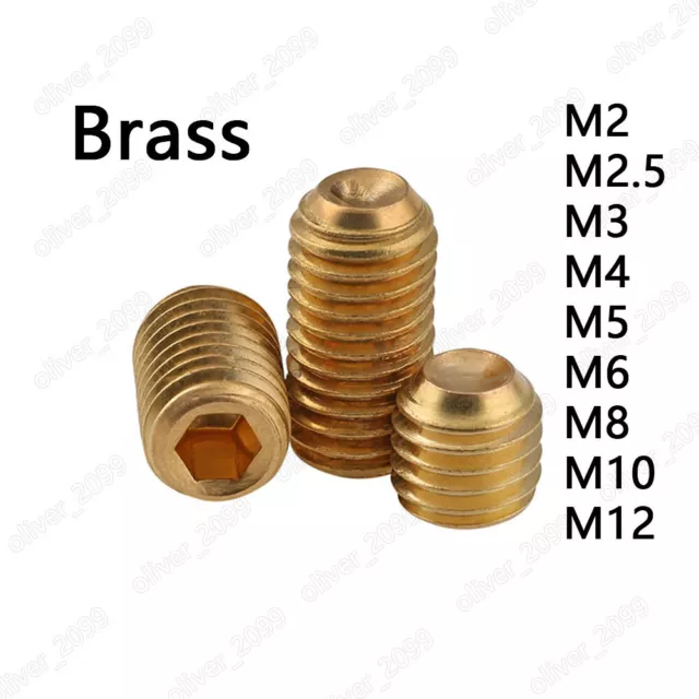 Brass Hex Socket Set Screws Cup Point Grub Screws DIN916 M2 M3 M4 M5 M6 M8 M10