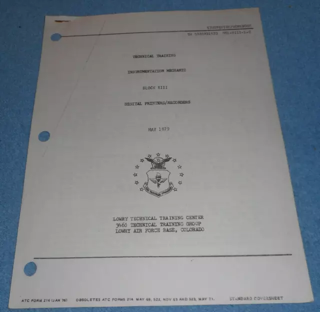 1979 US Air Force Technical Training Study Guide Digital Printers/Recorders