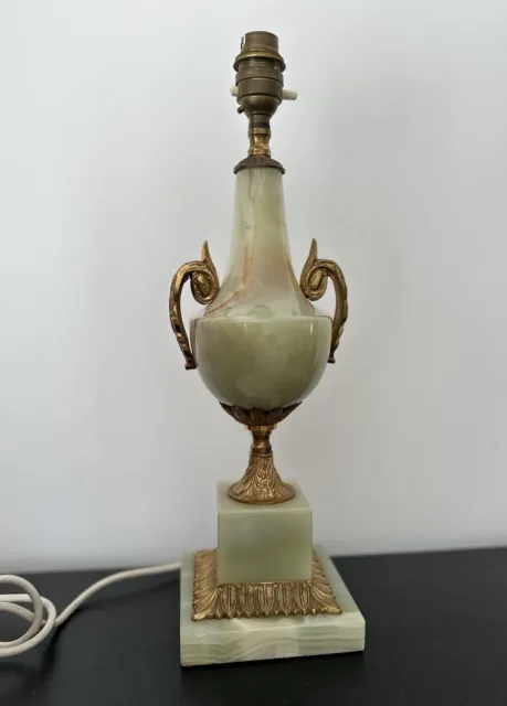 Vintage Table Lamp Base Ornate Onyx Ormolu Marble Classic Urn Brass French