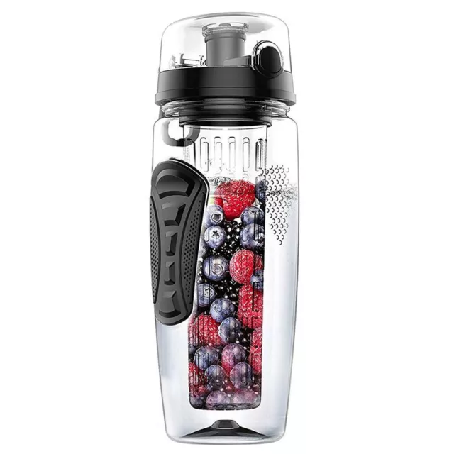 1000ml/32oz Fruit Infusing Infuser Water Bottle Plastic Sports Detox Health K3M7