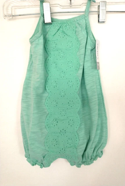 New Carters Infant Baby Girl Clothes Romper 9 Months Summer Outfit Green 1 Piece