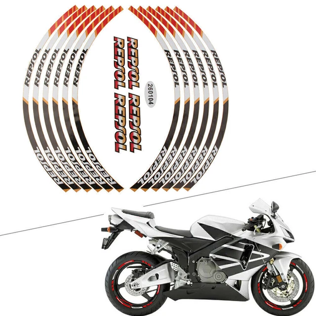 Rim Stripes Wheel Decals Tape Stickers Fit HONDA REPSOL HRC CBR RR Motorcycle