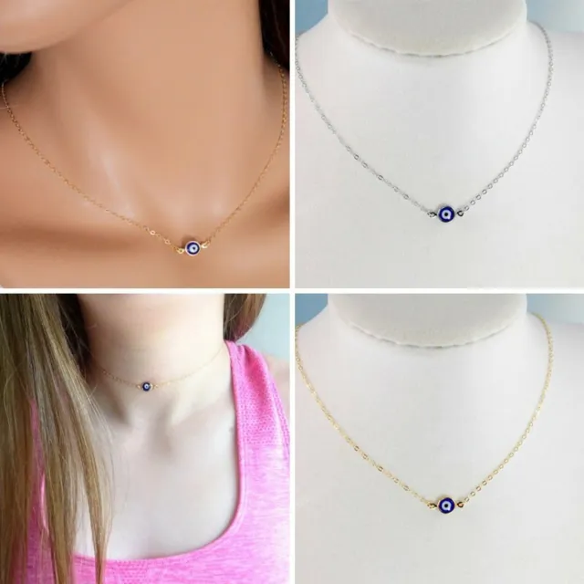 Lucky Evil Eye Blue Beads Devil's Choker Pendant Necklace Women Clavicle Jewelry