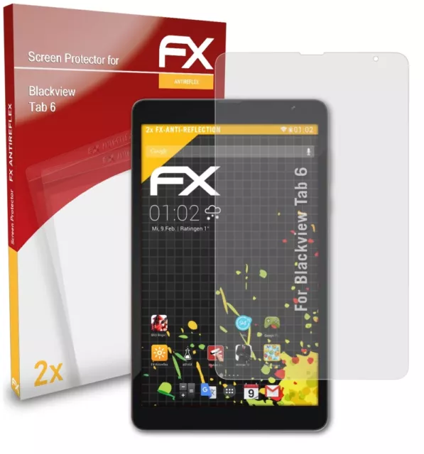 atFoliX 2x Panzerfolie für Blackview Tab 6 Schutzfolie matt&stoßfest Folie