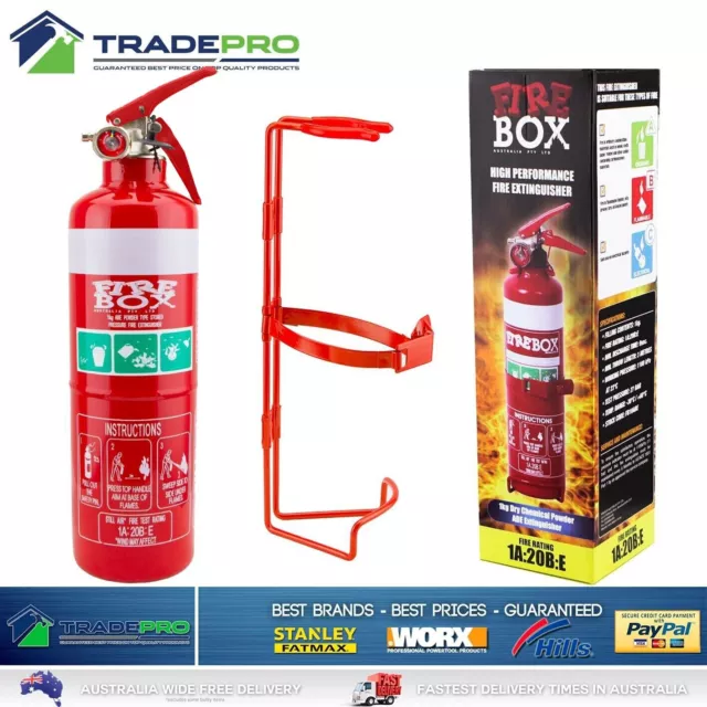 Fire Extinguisher 1kg ABE Dry Powder 1kg & Bracket Car Boat Home Aust Approved