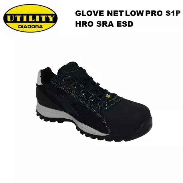 Diadora Utility Glove Net Low Pro S1P Hro Sra Esd Black Tg.43 Scarpe Basse