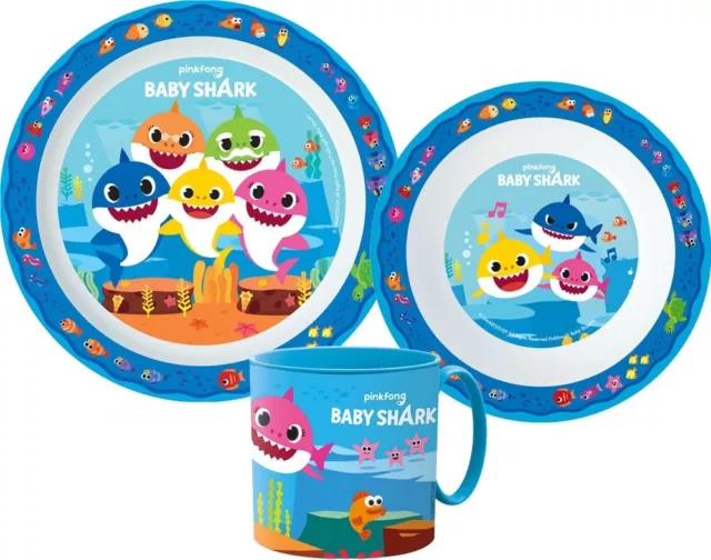 3.tlg Baby Shark Hai Geschirrset TV Frühstück Kleinkind Besteckset Kindergarten