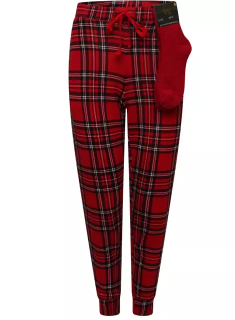 LAURA ASHLEY CHECK Pyjama Bottoms With Socks Sizes M £12.95 - PicClick UK